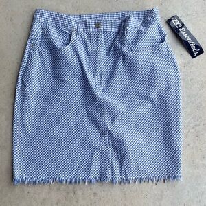 NWT B.C. Essentials Blue and White Lightweight Gingham Skirt Size 12